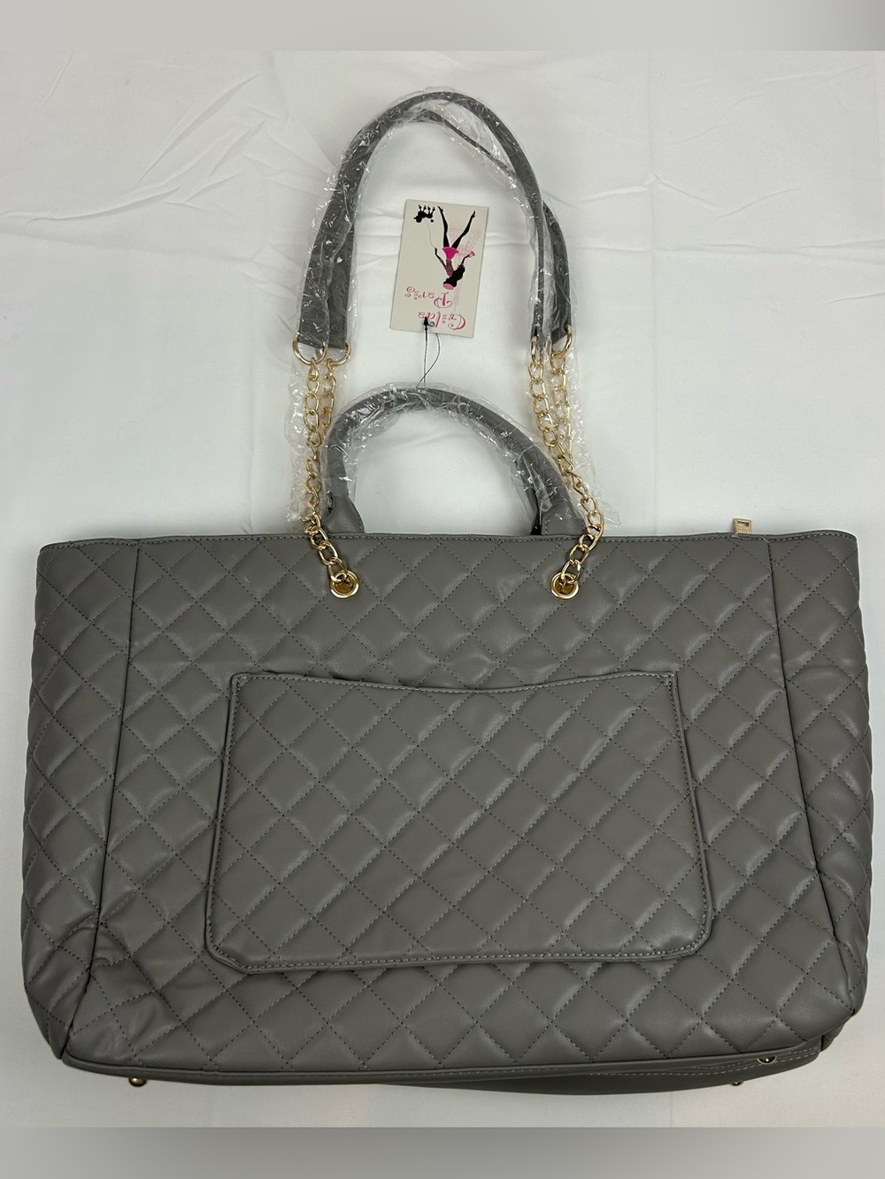 *NEW* Gilda Paris Large Quilted Tote Satchel Grey - Picture 3 of 15